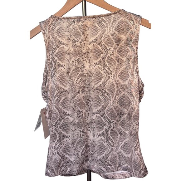 Good American Slinky Jersey Ruched Tank Top- Snakeskin Print, Size S NEW WITH TA - Picture 12 of 16